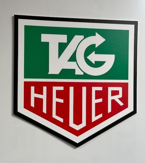 TAG Heuer reclamebord kunststof 36  23,5 cm, Ophalen of Verzenden, Zo goed als nieuw, Reclamebord