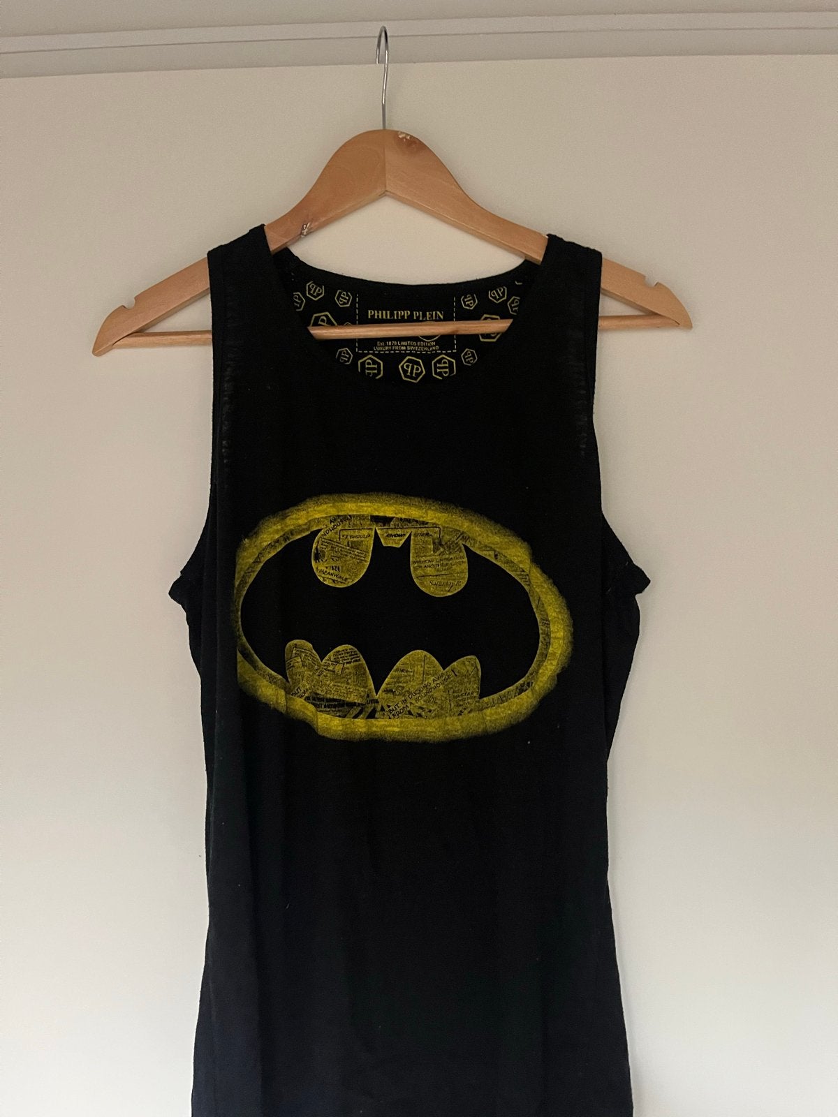 Philipp Plein Batman Tanktop Maat S, Ophalen of Verzenden, Gedragen, Maat 46 (S) of kleiner, Zwart