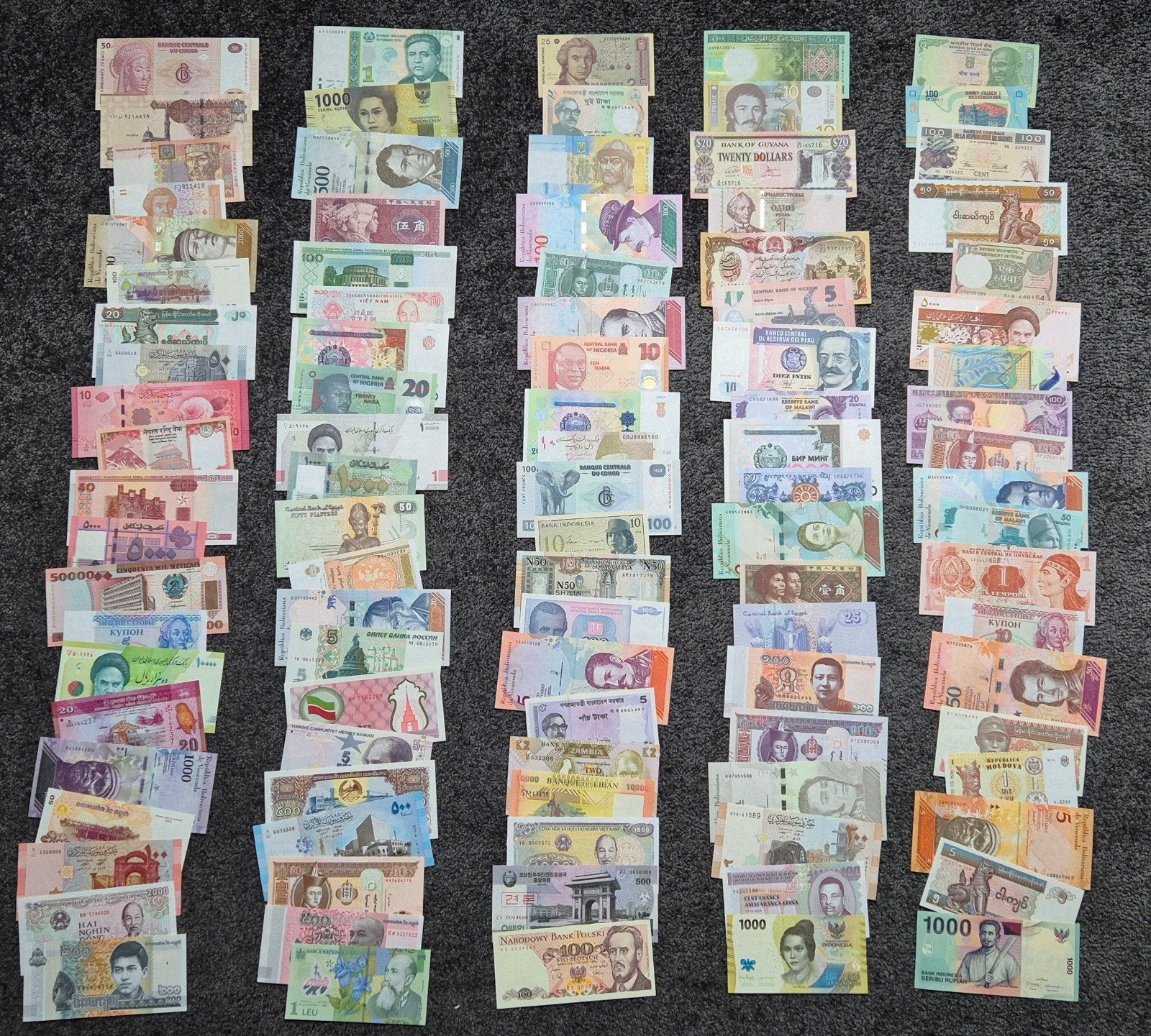 Verzameling van 100 verschillende bankbiljetten UNC, Ophalen of Verzenden, Buitenland, Bankbiljetten