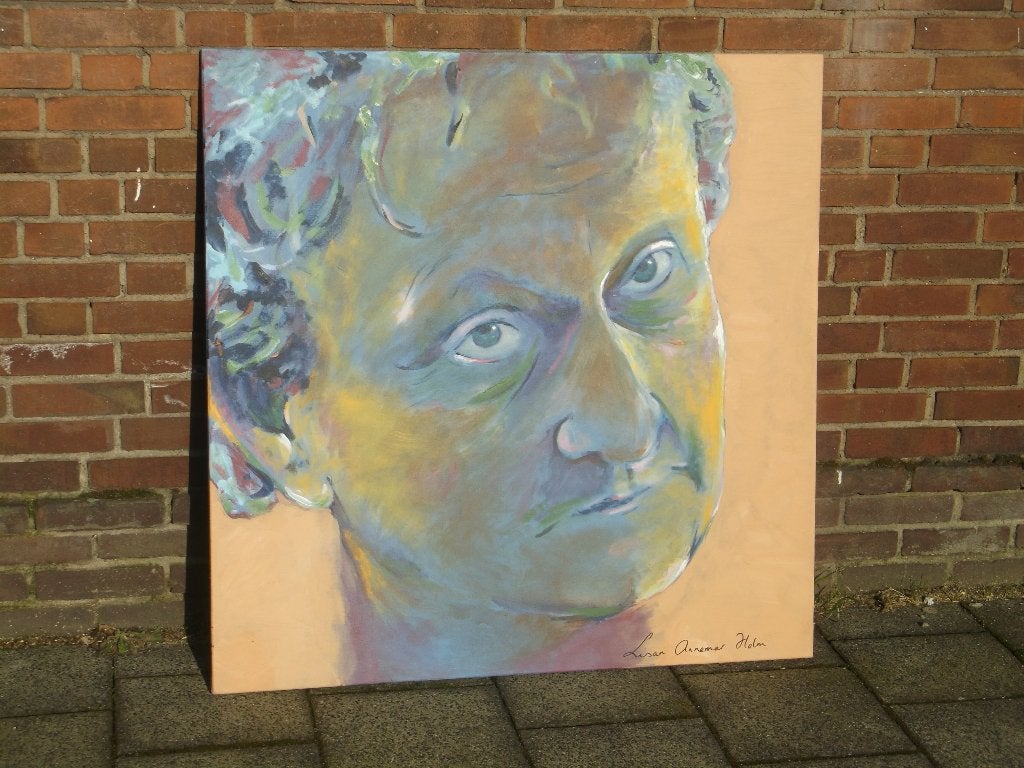 Groot portret Eberhard van der Laan (100x100cm), Antiek en Kunst, Ophalen of Verzenden, Realistisch, Origineel werk