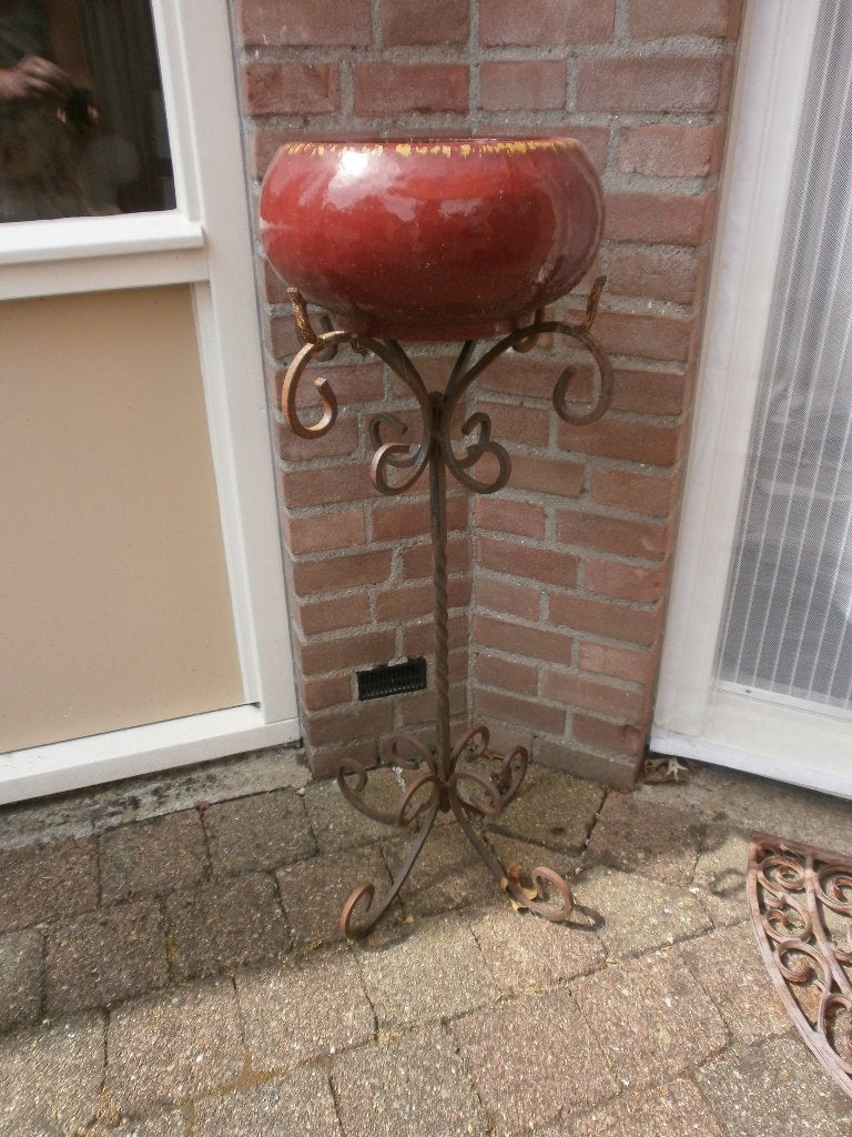 Brocante decoratieve ijzeren plantenstandaard (of tafeltje), Ophalen, Gebruikt, Minder dan 30 cm, Rond
