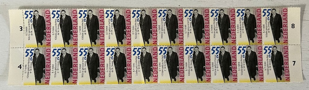 20 x Postzegel 55 cent 100ste geboortedag Dr.W Drees, Ophalen of Verzenden