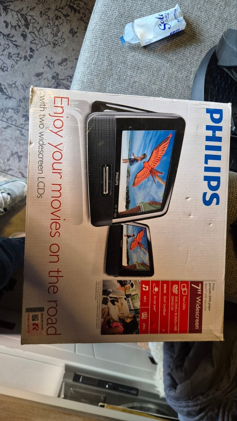 Philips draagbare DVD-speler met twee 7" LCD schermen, Philips, Gebruikt, Draagbaar, Ophalen