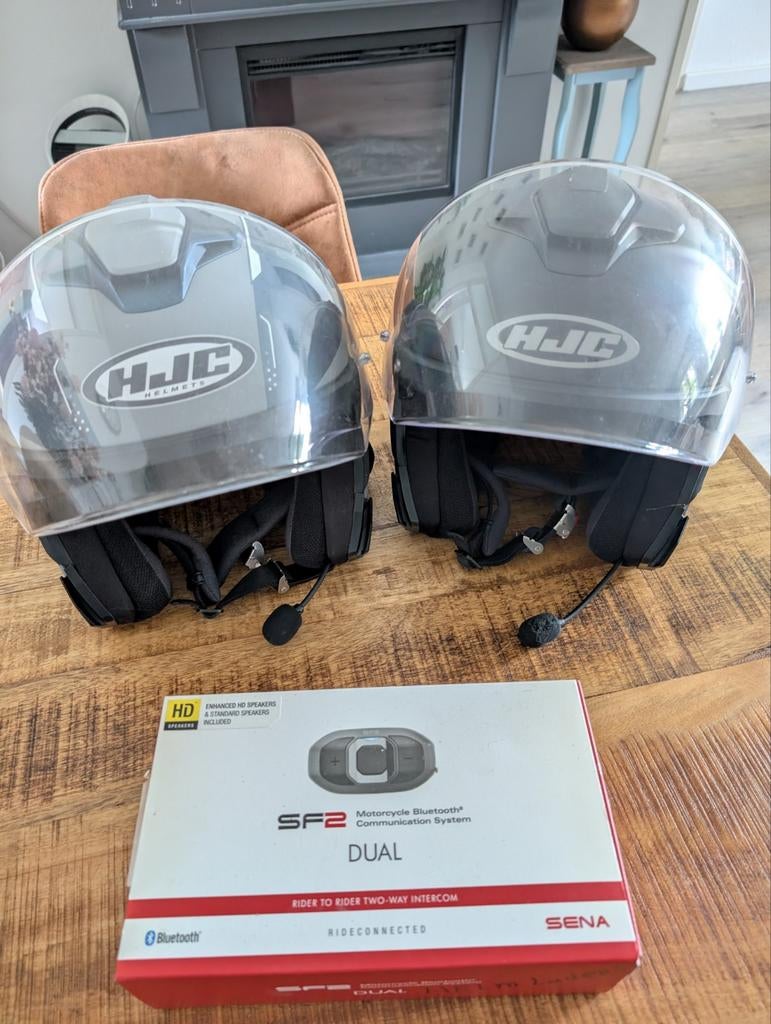 HJC helmen met Sena SF2 Dual intercom maar XL en L, Ophalen of Verzenden, Integraalhelm, Tweedehands, XL
