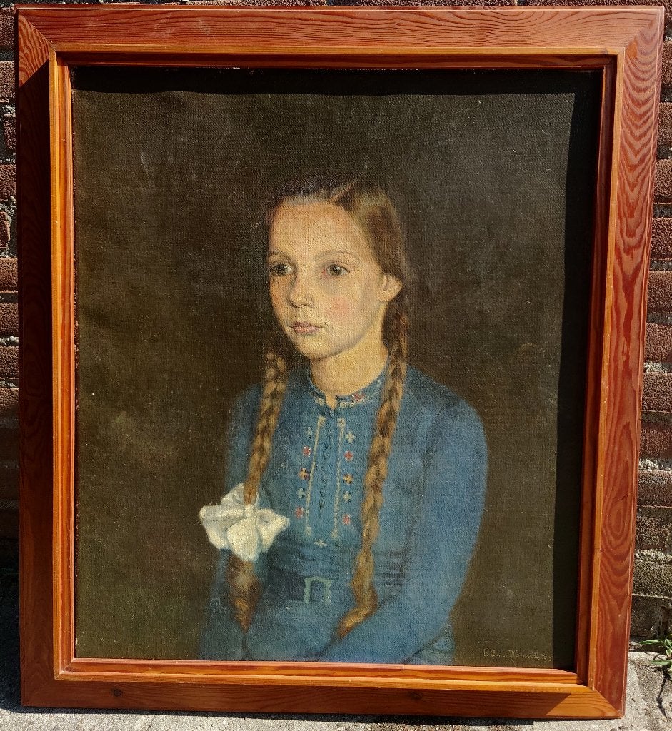 Benedictus Johannes van den Heuvel (1904-1987) Meisje 1946, Antiek en Kunst, Kunst | Schilderijen | Klassiek, Doek, Portret of Personen