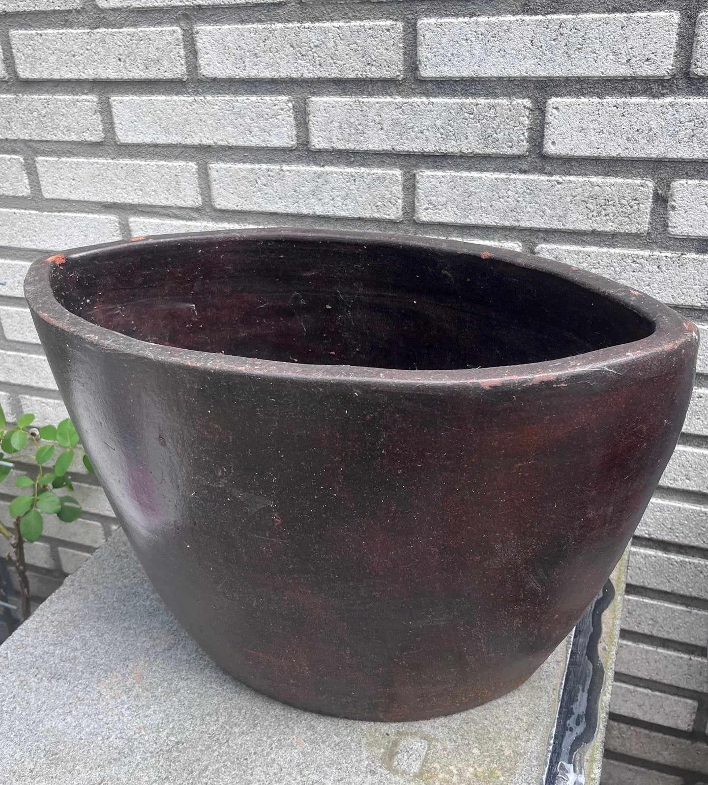 Luxe XL “Bison “ Keramik ovale bloempot / plantenbak, Ophalen, Binnen, Zo goed als nieuw, Overige vormen