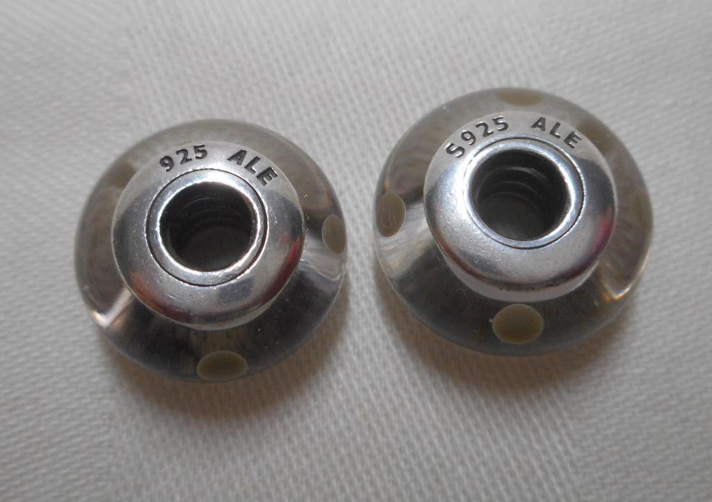 Pandora set 2 murano bedels zilveren kern nr.210, Verzenden, Pandora, Zo goed als nieuw, 2 of 3 bedels