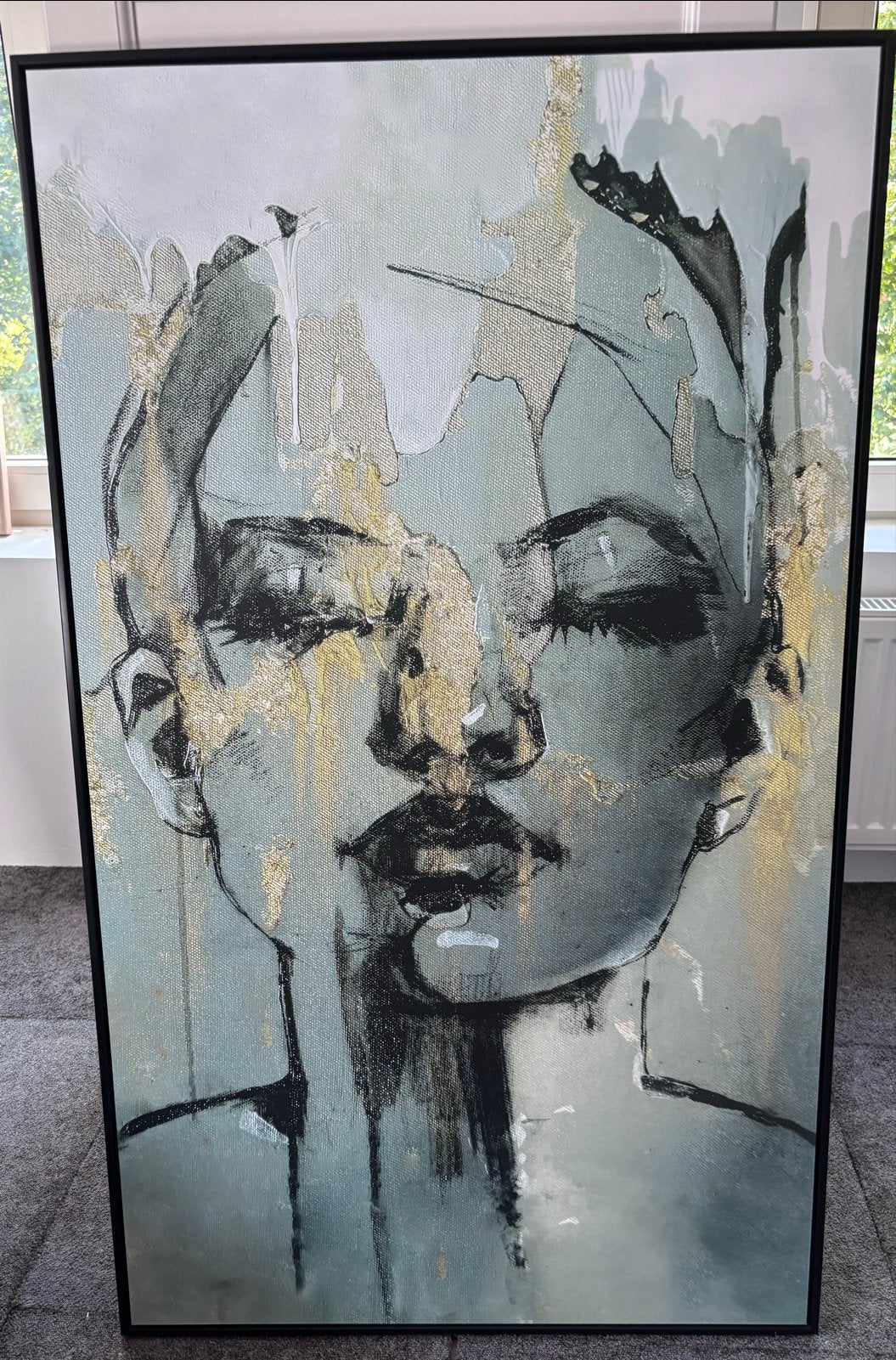 Modern schilderij Leenbakker 118x70 cm - Vrouwenportret, Ophalen, Print, Overige materialen, Op houten frame