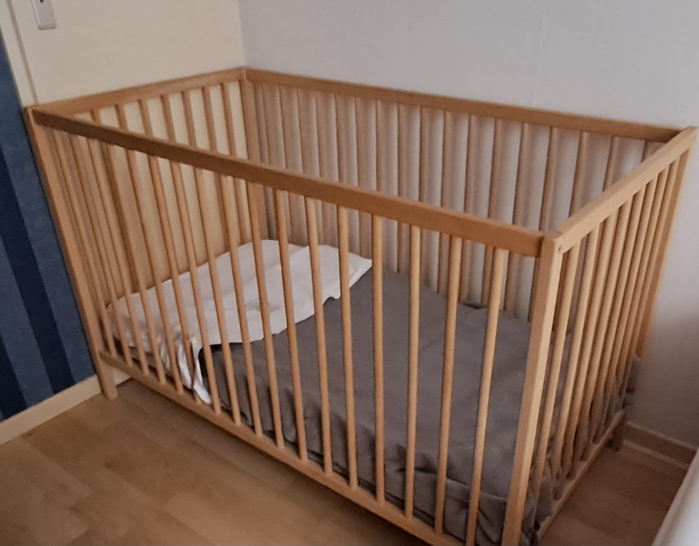 Compleet ingericht beuken ledikant 125x65, Ophalen, Gebruikt, Minder dan 140 cm, Matras