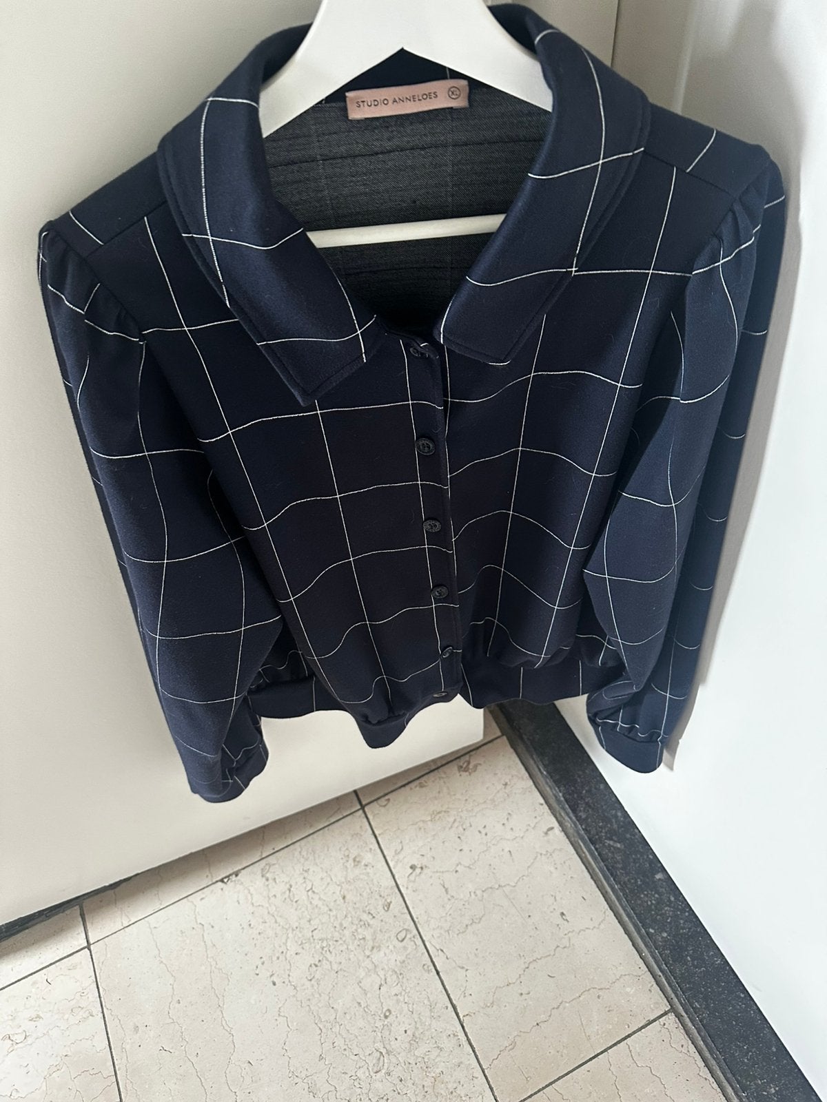 Studio Anneloes blauw ruiten tricot jasje maat XL, Kleding | Dames, Verzenden, Zo goed als nieuw