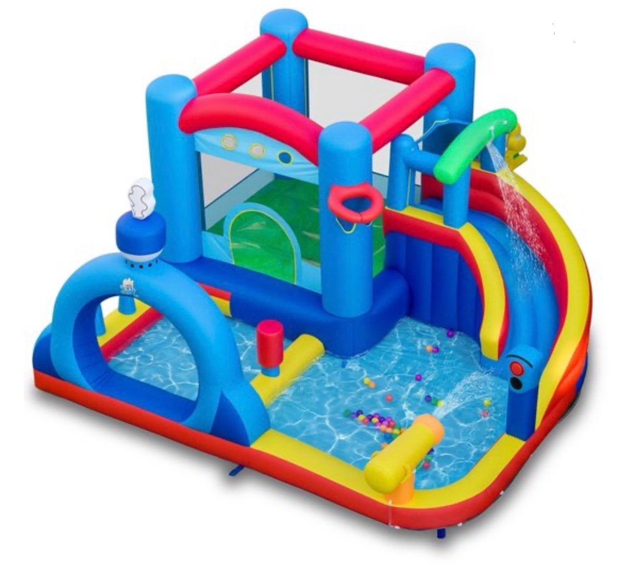 Springkasteel met waterglijbaan en ballenbad te huur, Ophalen, Nieuw