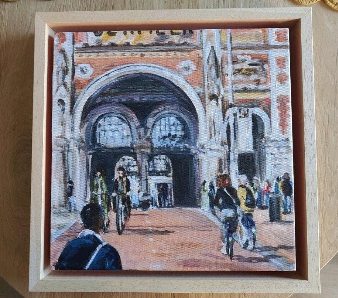 Schilderij Rijksmuseum Amsterdam 30x30 acryl origineel, Ophalen of Verzenden