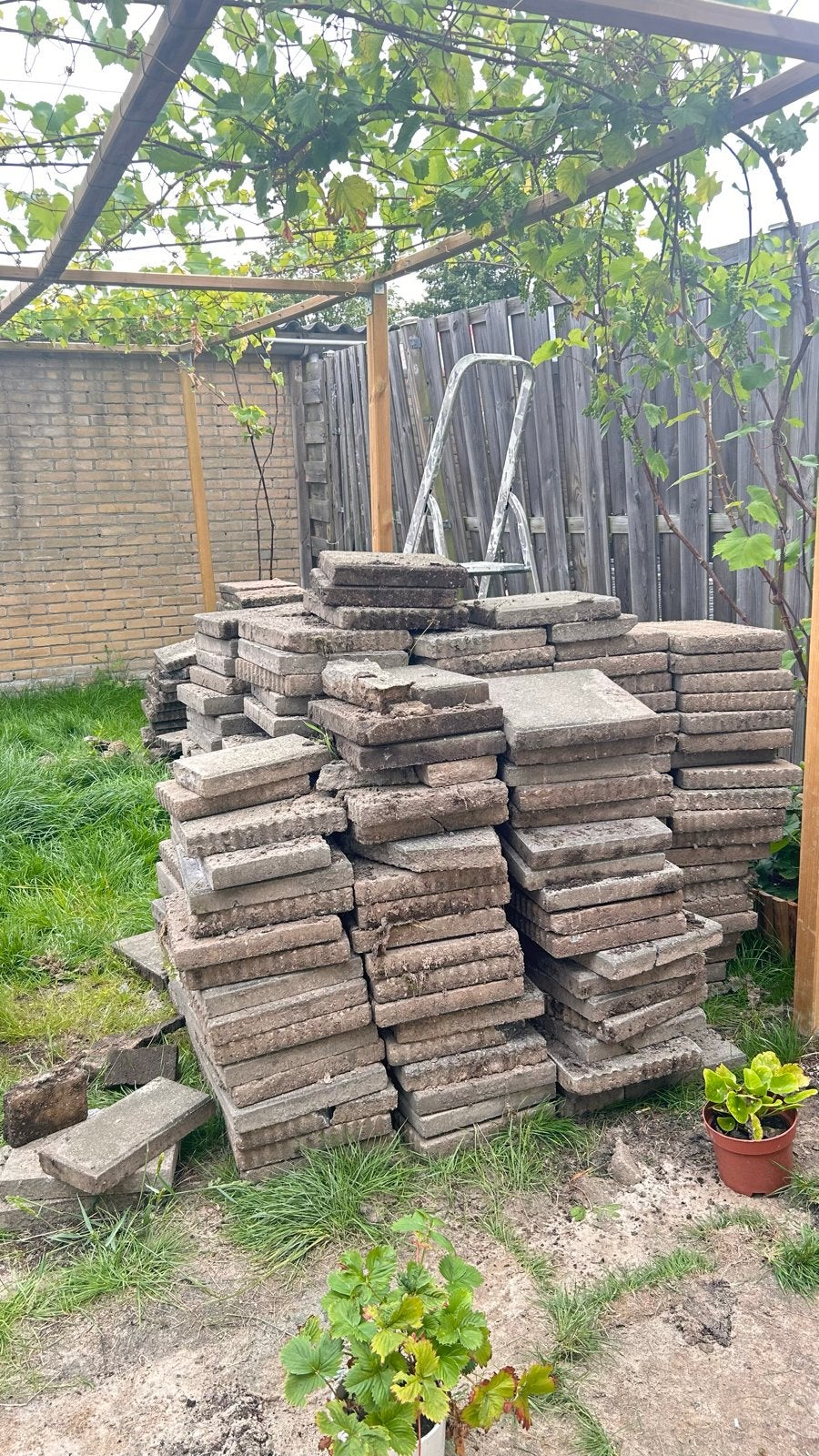 Gratis af te halen: 250+ betontegels 30x30, Tuin en Terras, Tegels en Klinkers, Ophalen, Gebruikt, 10 m² of meer, Beton