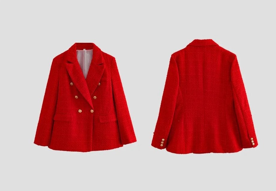 Rood geruit dames colbert vrouwen blazer jasje casual netjes, Maat 38/40 (M), Verzenden, Nieuw, Jasje