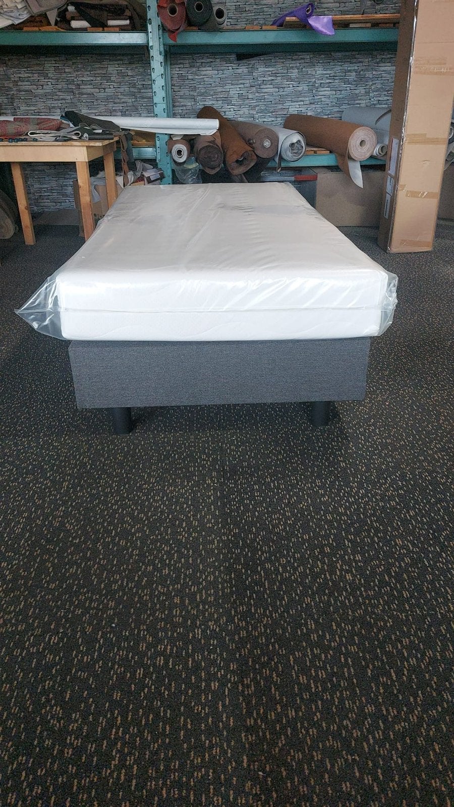 Boxspring 90x200 met matras en poten - Antraciet, Ophalen, 90 cm, Eenpersoons, Nieuw