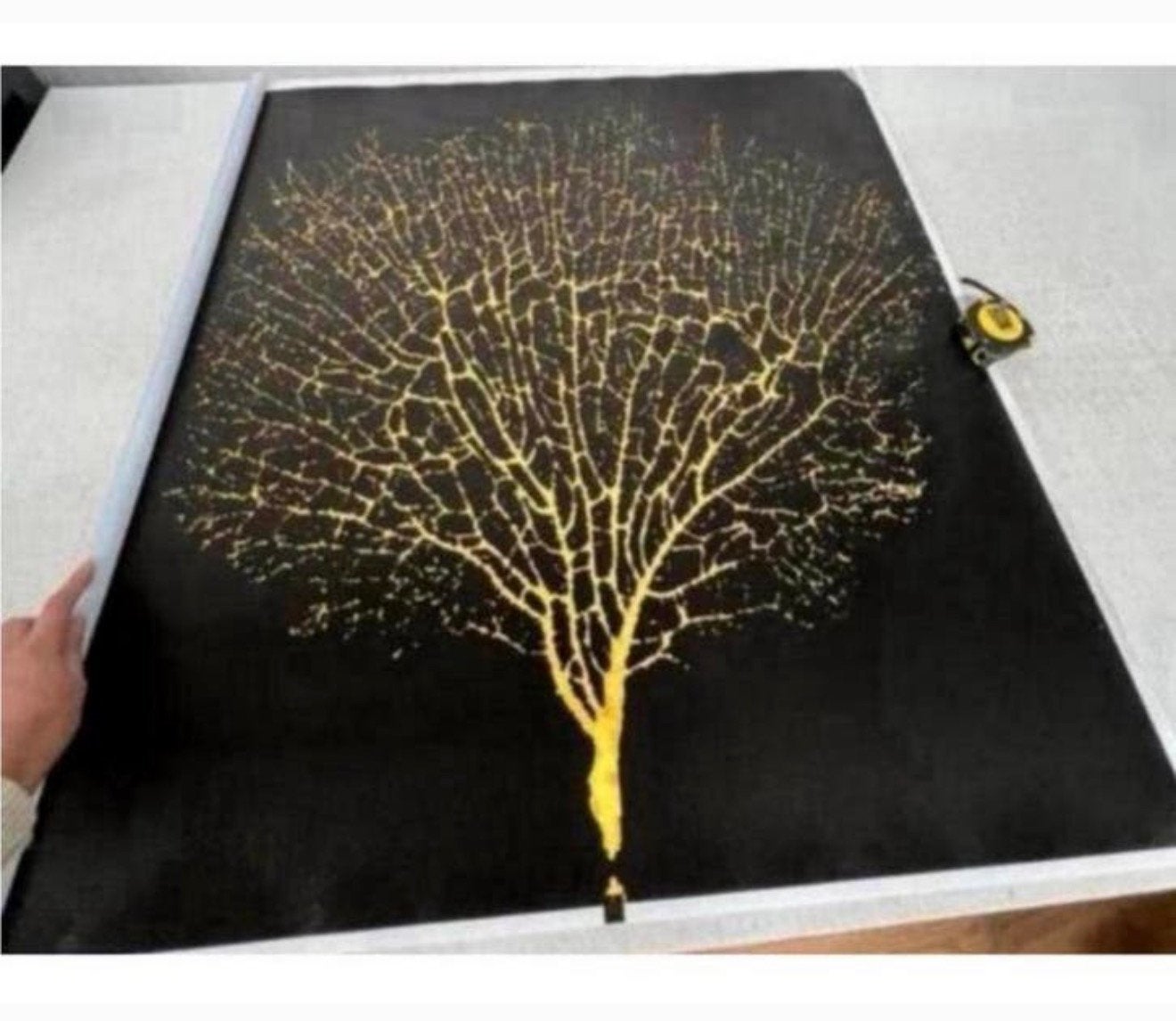 Abstract Gouden Boom van Leven goud levensboom canvas 90x90, Nieuw, Ophalen of Verzenden, H, H