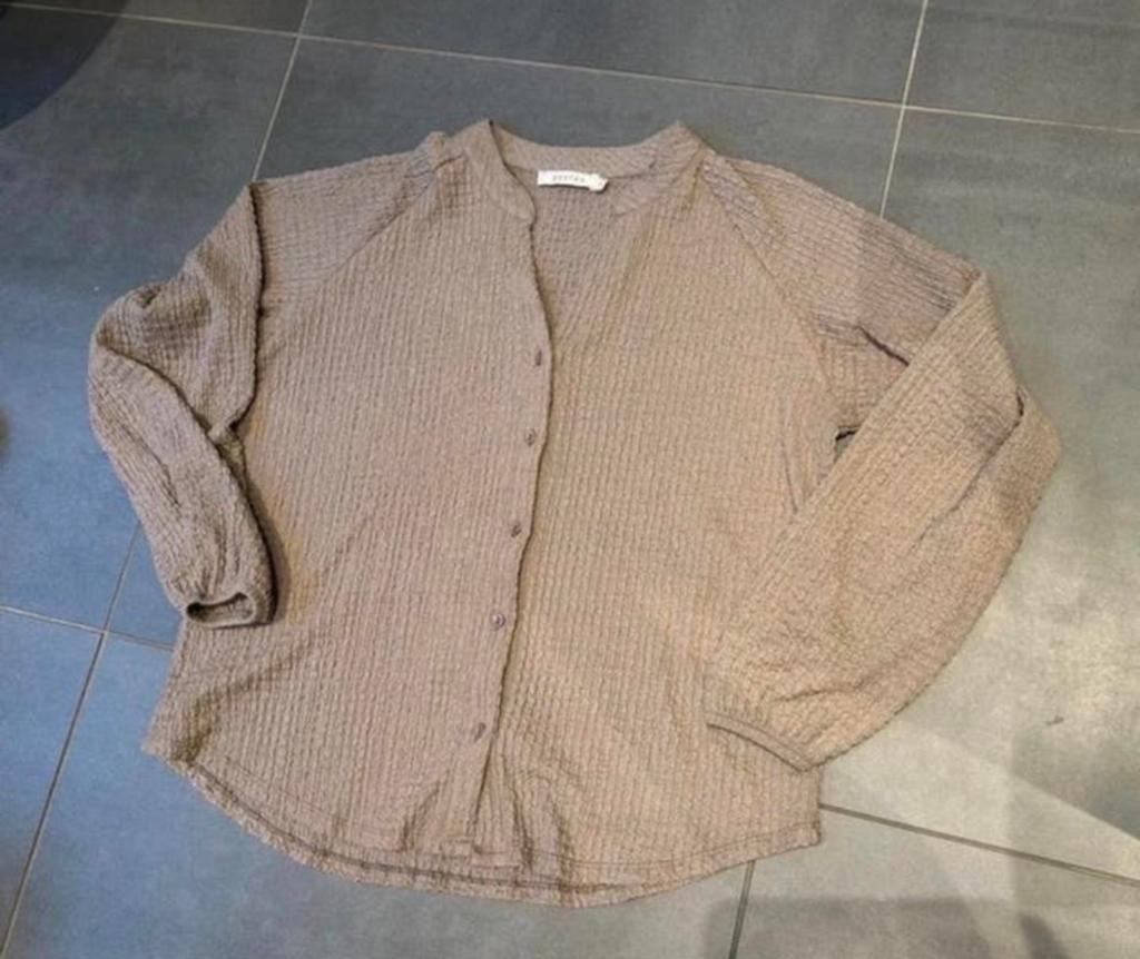 Costes Crinkle Blouse Maat M - Zo goed als nieuw, Ophalen of Verzenden, Zo goed als nieuw, Maat 38/40 (M), Beige