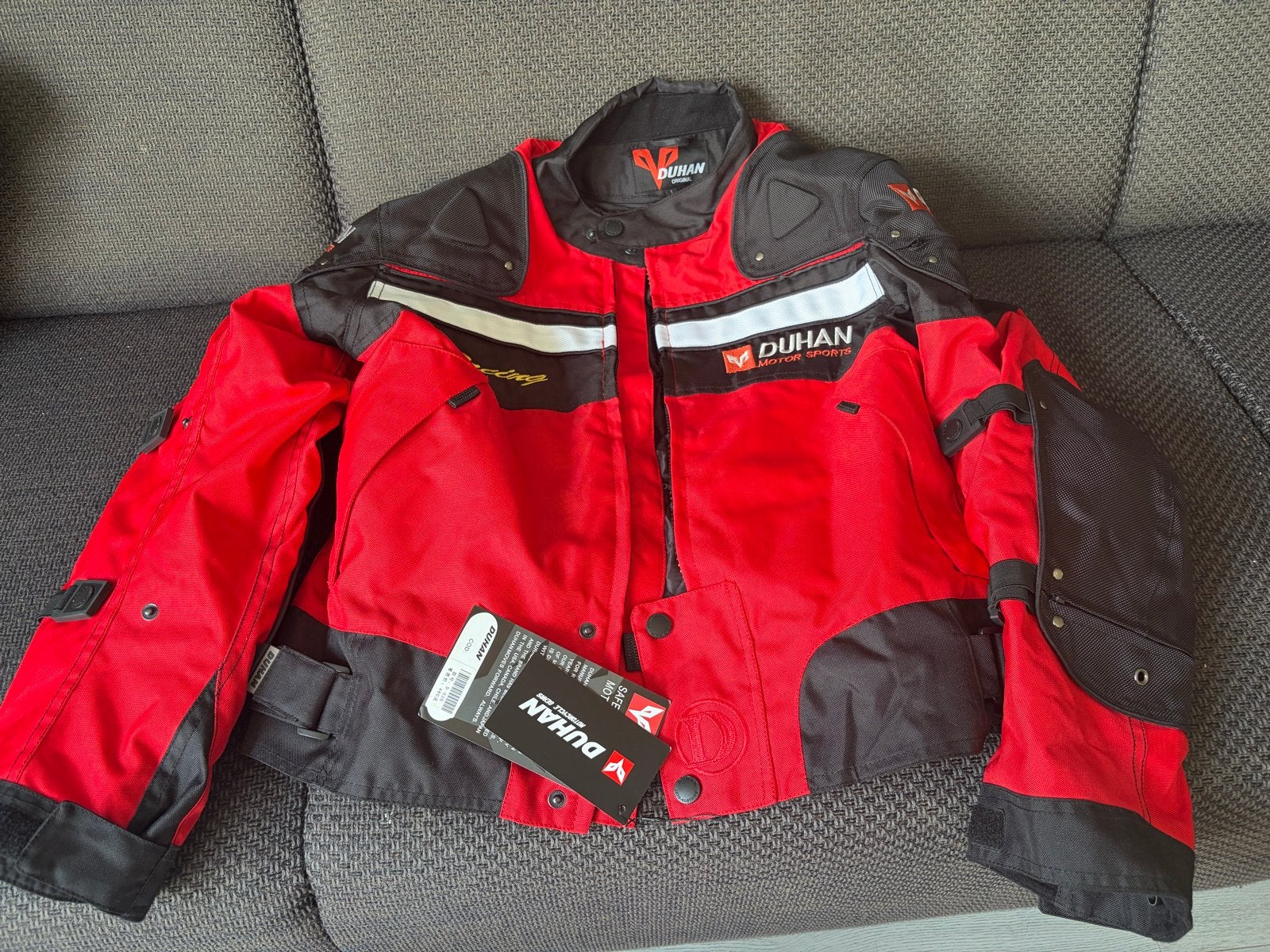 Duhan Motorjas Textiel Rood/Zwart - Nieuw met kaartje, Motoren, Ophalen of Verzenden, Nieuw met kaartje, Heren, Jas | textiel