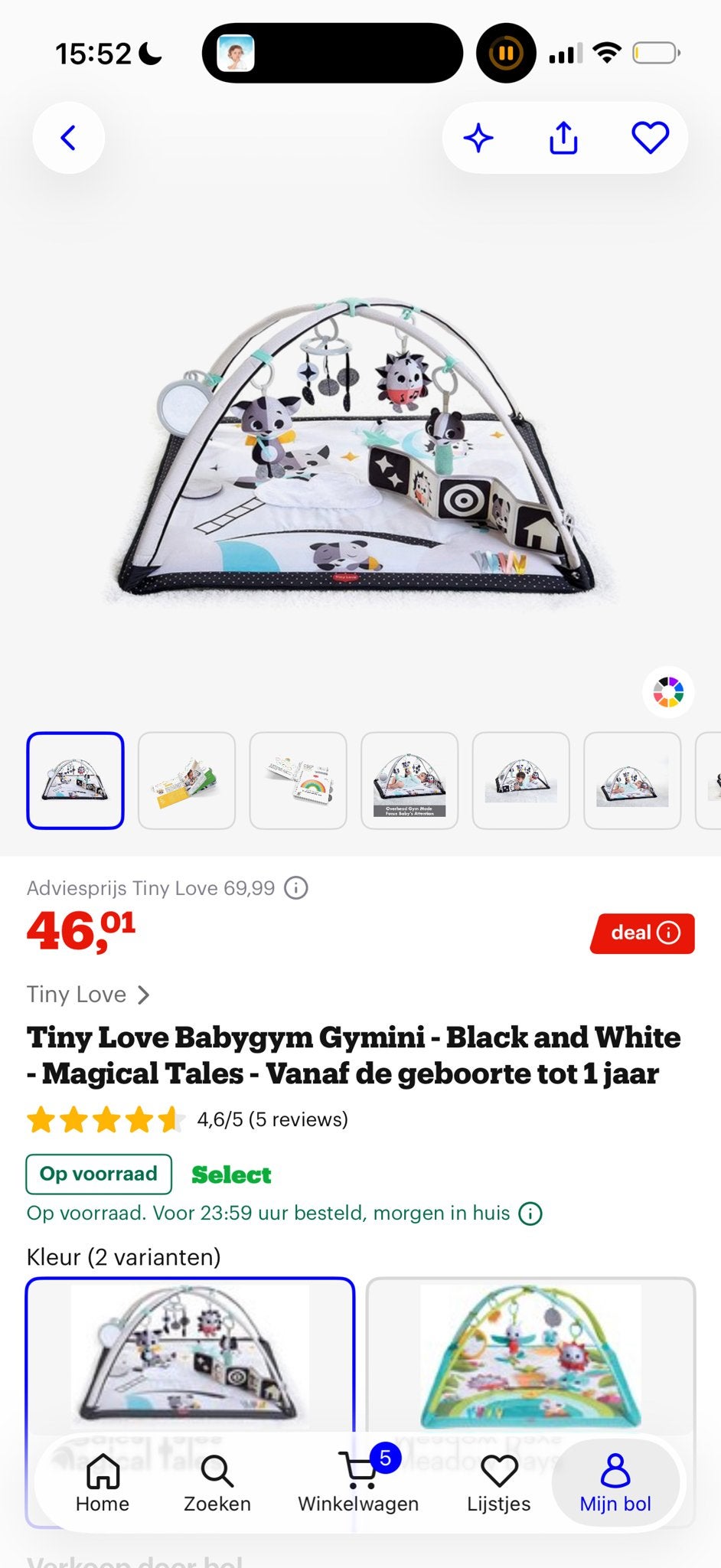 NIEUW IN DOOS Tiny Love Babygym Gymini - Black and White, Ophalen of Verzenden, Nieuw, Babygym