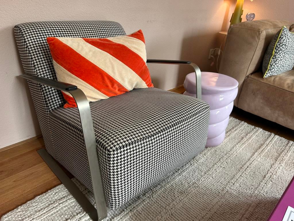 Luxe pied de poule fauteuil, Ophalen, Zo goed als nieuw, 75 tot 100 cm, 50 tot 75 cm