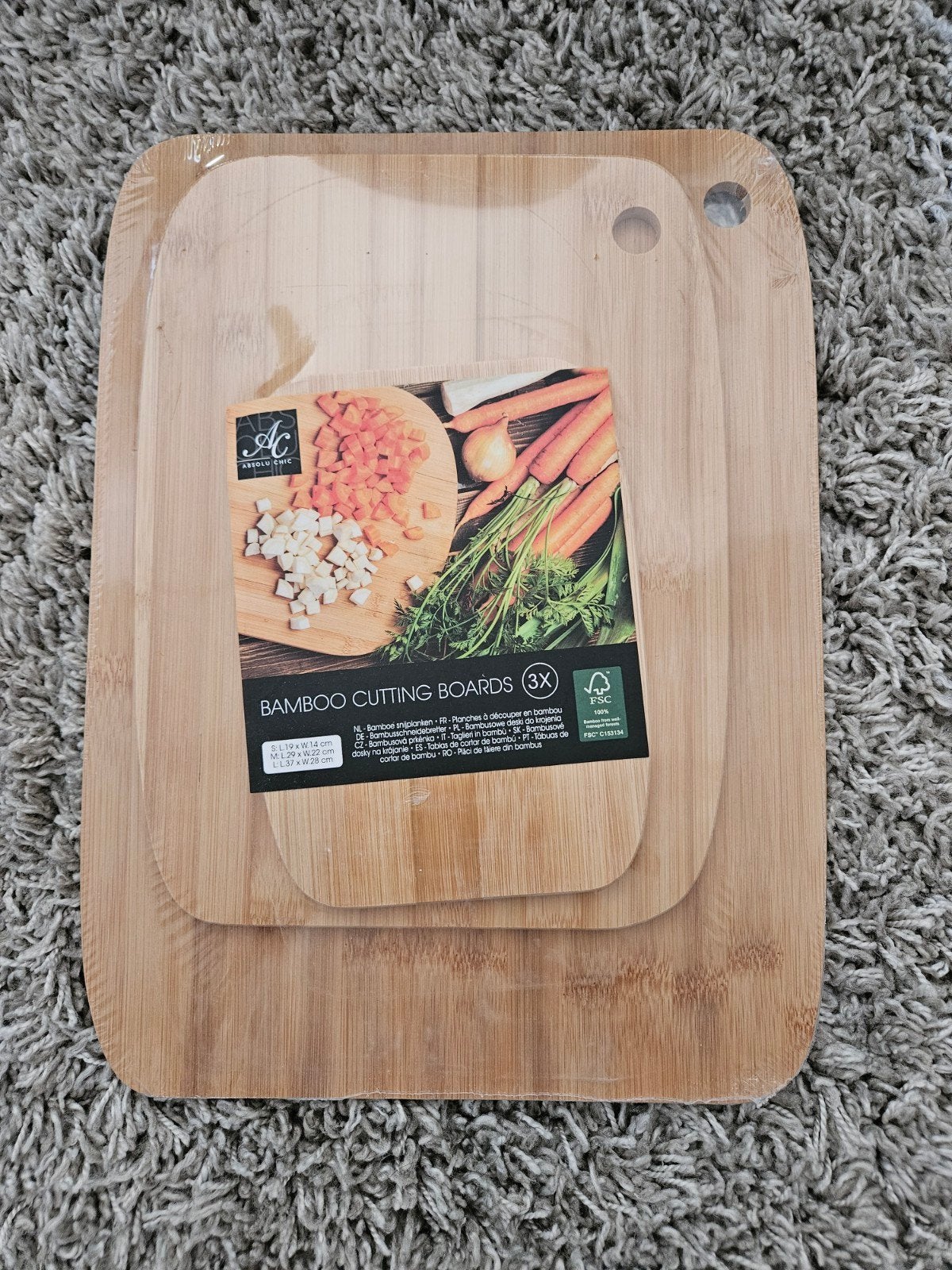 Nieuwe bamboe snijplanken set (3x) - Absolu Chic, Huis en Inrichting, Hout, Snij-/serveerplank, Nieuw, Ophalen of Verzenden