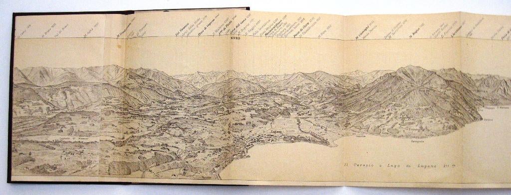 Panorama del Salvatore 1890 Leporello Meer van Lugano, Antiek en Kunst, Ophalen of Verzenden