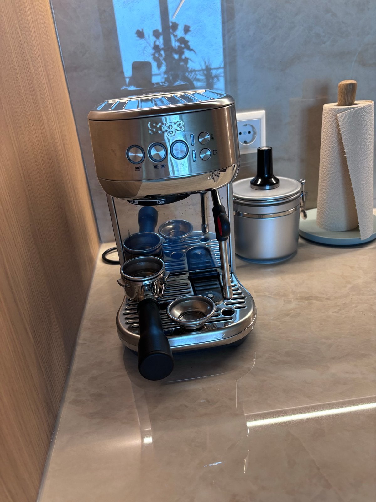 Sage Barista Express Espressomachine - Zo goed als nieuw, Espresso apparaat, Koffiebonen, Zo goed als nieuw, 2 tot 4 kopjes