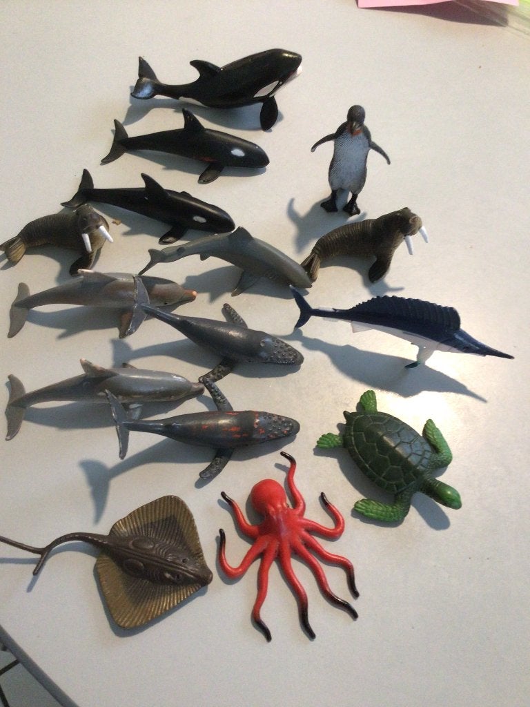 15 speelgoed zeedieren, klein formaat, allerlei, Ophalen, Gebruikt, Ontdekken
