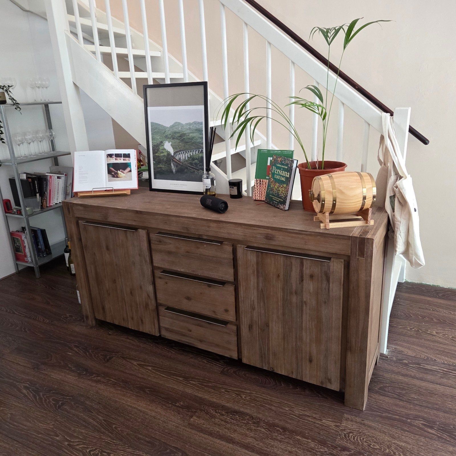 Houten dressoir met lades en deuren, Ophalen, Minder dan 50 cm, Gebruikt, 25 tot 50 cm