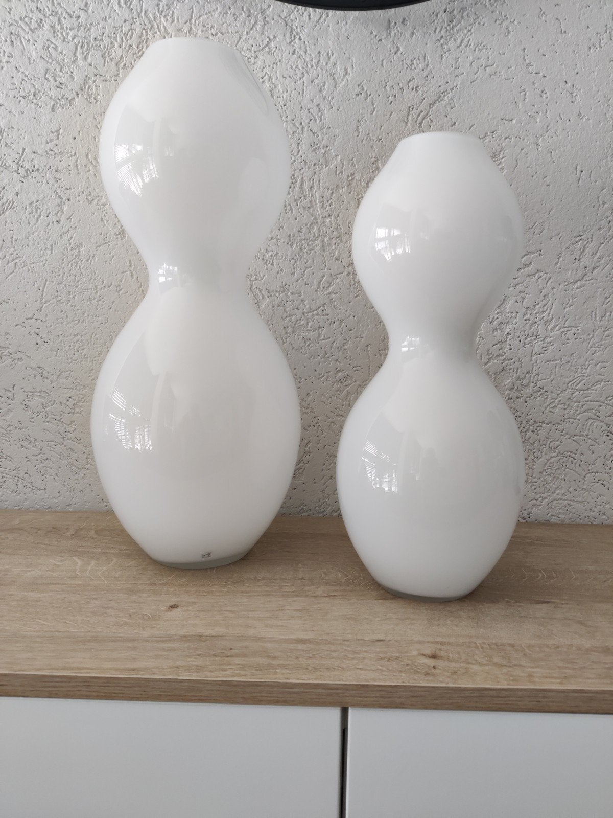Leonardo set van 2 witte vazen 52 en 42 cm hoog, Ophalen, Zo goed als nieuw, Wit, Glas
