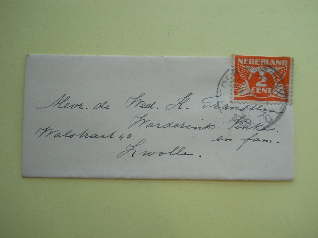 Nederland 1925 Briefje Vliegende duif gest Neder-Hardinxveld, Ophalen of Verzenden, Envelop