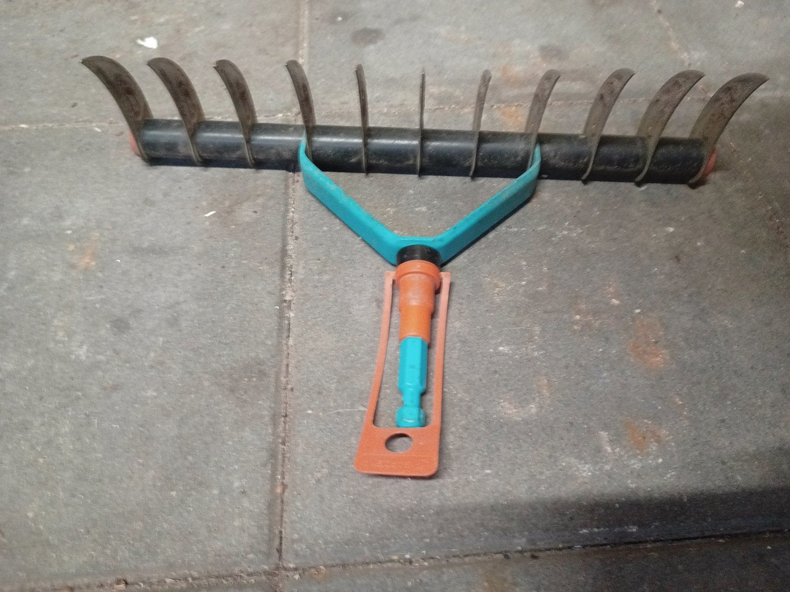 Gardena Tuin Gereedschap Set: Hark, Cultivator, Grasmaaier, Ophalen, Gebruikt, Hark, Gardena