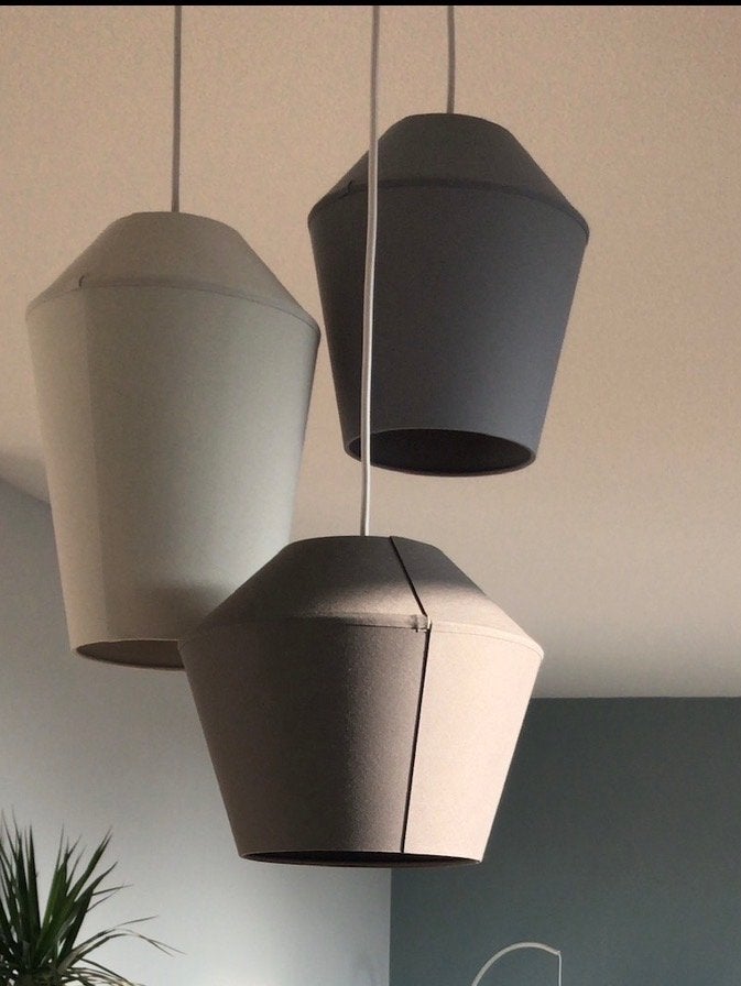 Tuli Plafondlamp Grijstinten, Ophalen, Gebruikt, Textiel, E27 (groot)