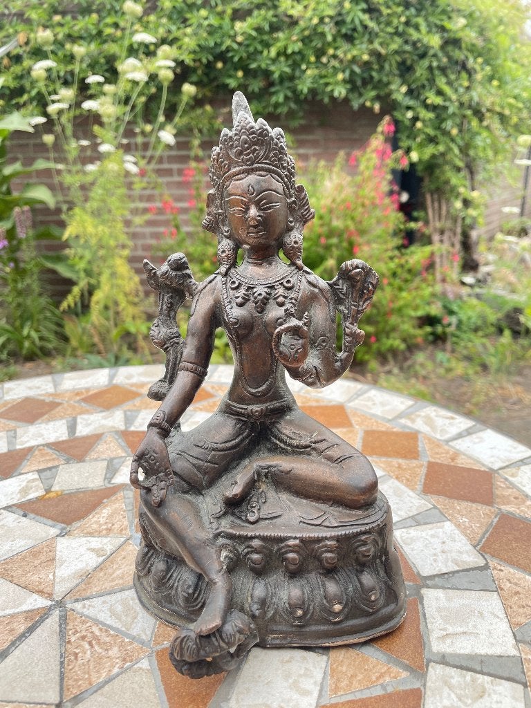 Bronzen Shiva beeld, Ophalen of Verzenden, Gebruikt, Metaal, 21 cm