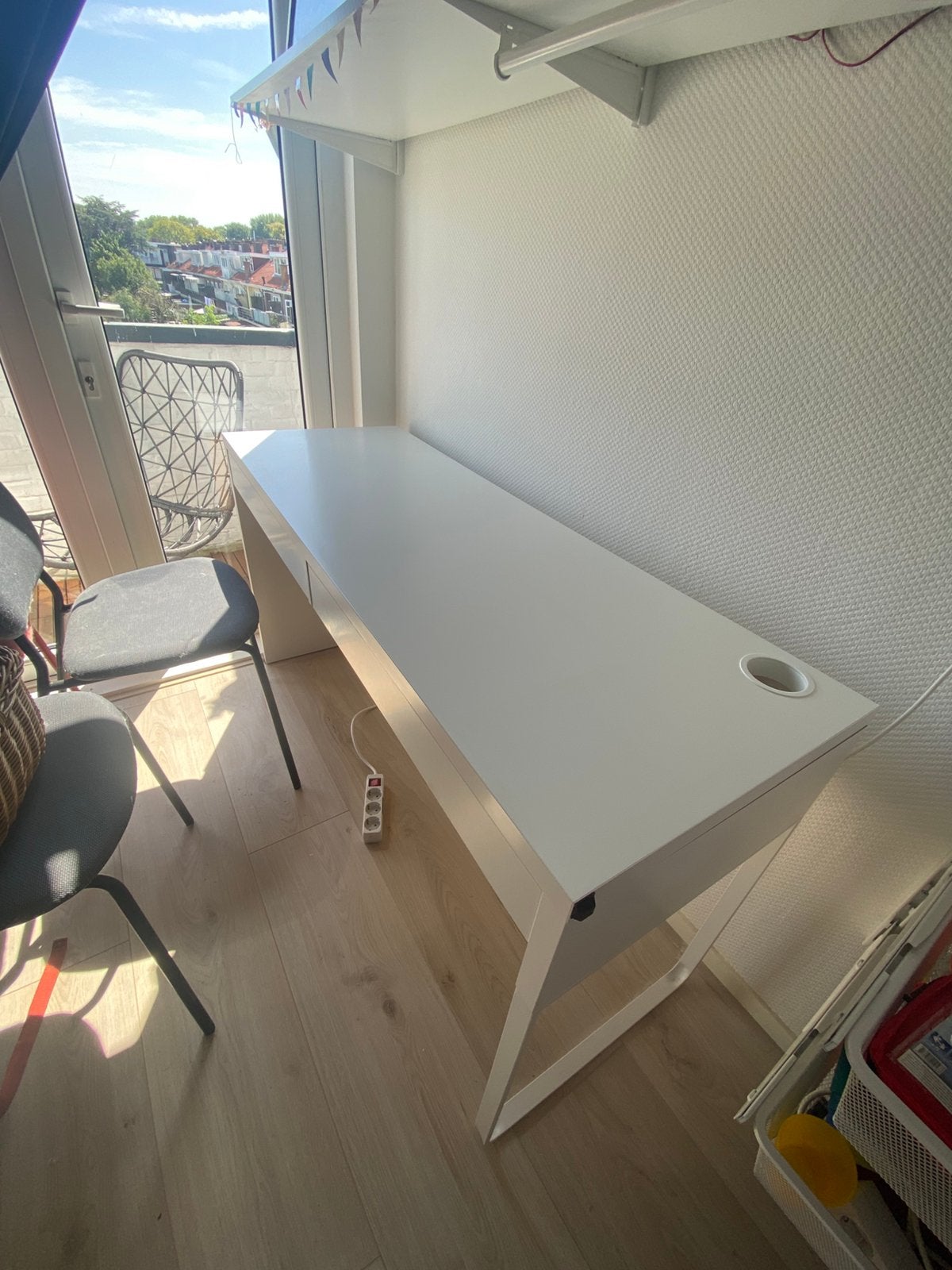 Micke bureau wit 142x50 Ikea, Ophalen, Gebruikt