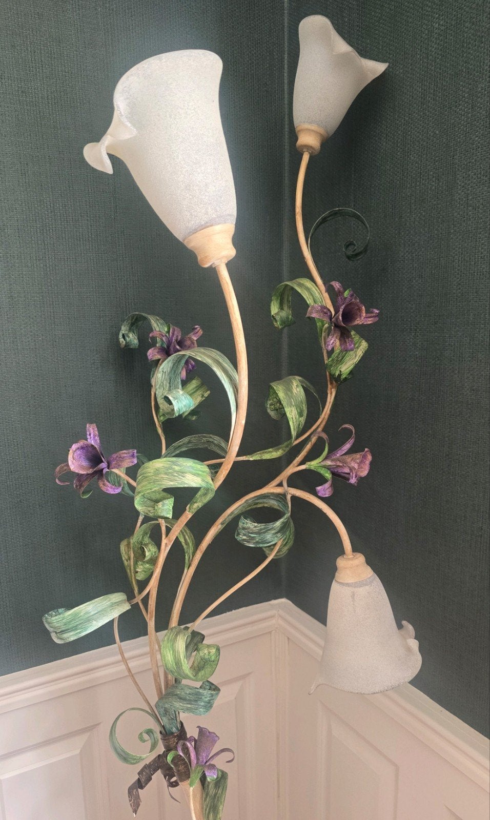 Franse Florale Vloerlamp - Uniek Design, Ophalen, Gebruikt, Frans, Floraal, Vintage, Romantisch, Glas