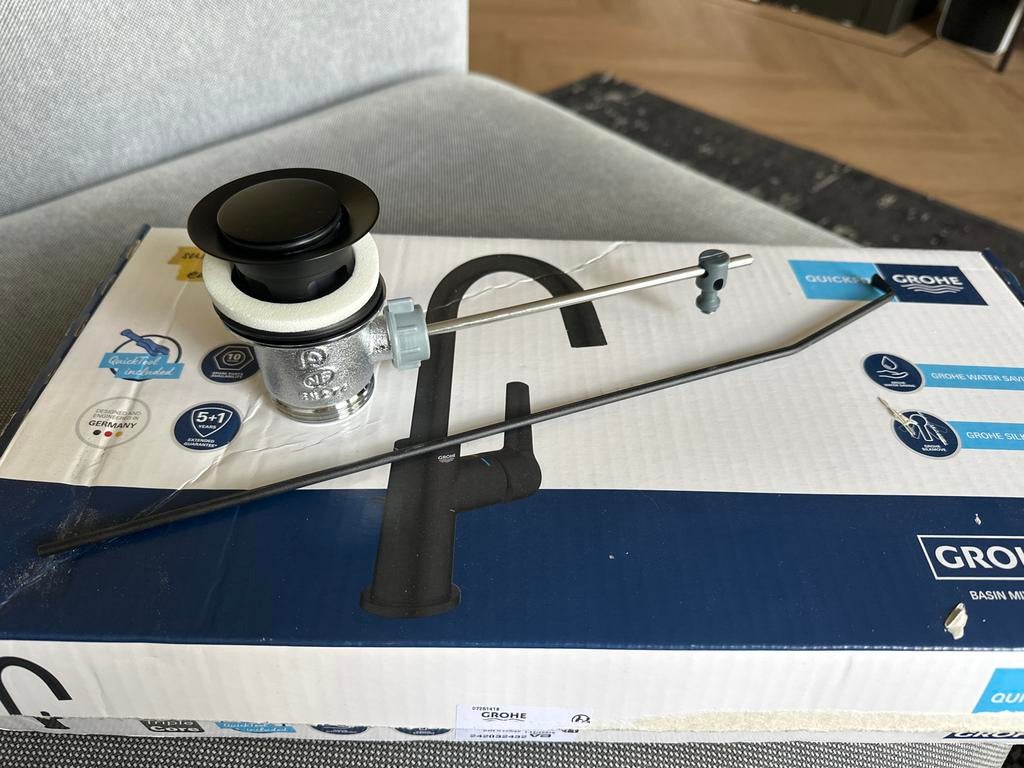 Grohe Waste Pop-Up Afvoerplug - Zwart, Ophalen of Verzenden, Nieuw, Chroom, Wastafel