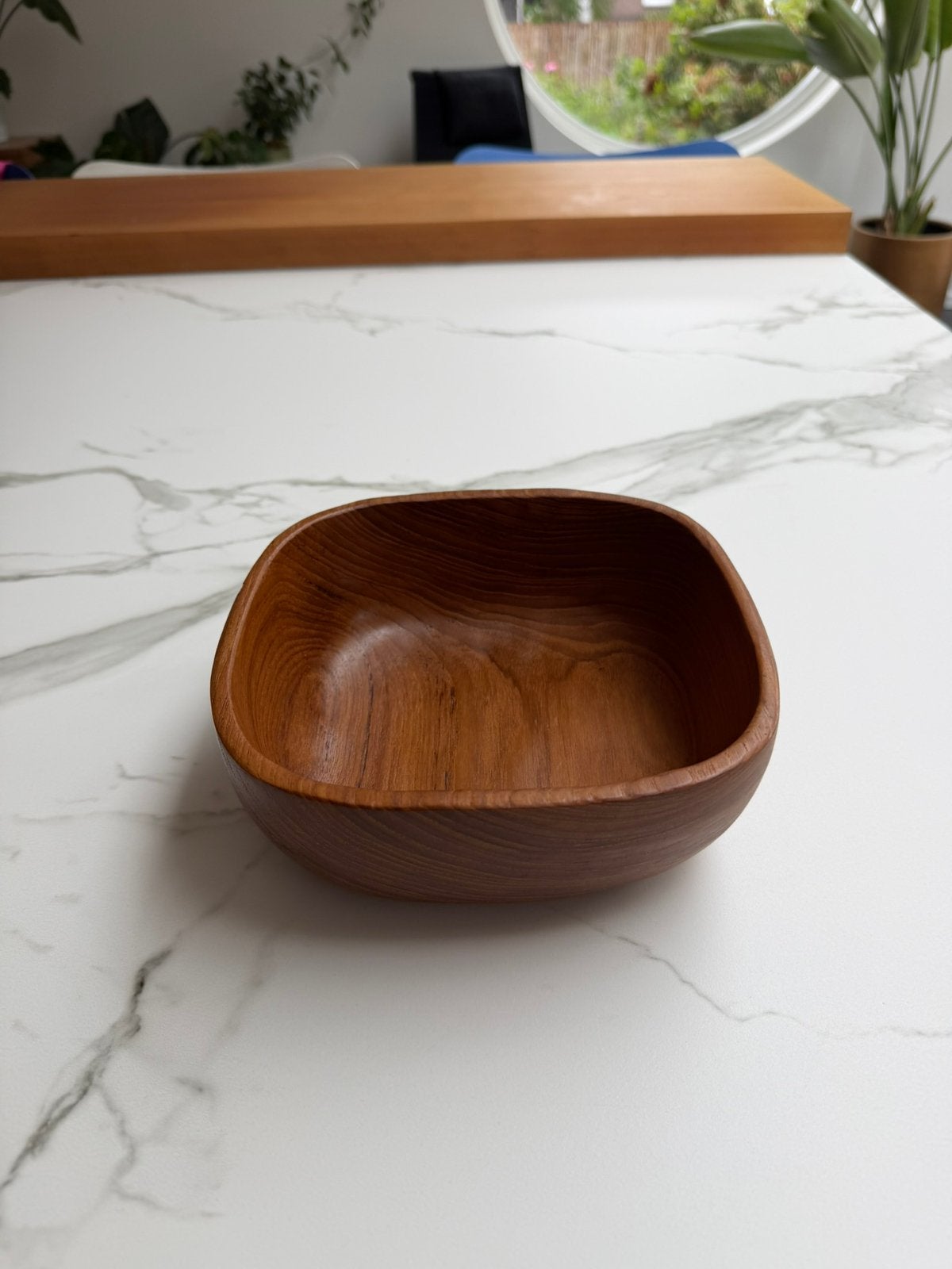 VINTAGE Teak houten schaal 20x20 cm2, Huis en Inrichting, Woonaccessoires | Schalen en Manden, Ophalen of Verzenden, Zo goed als nieuw