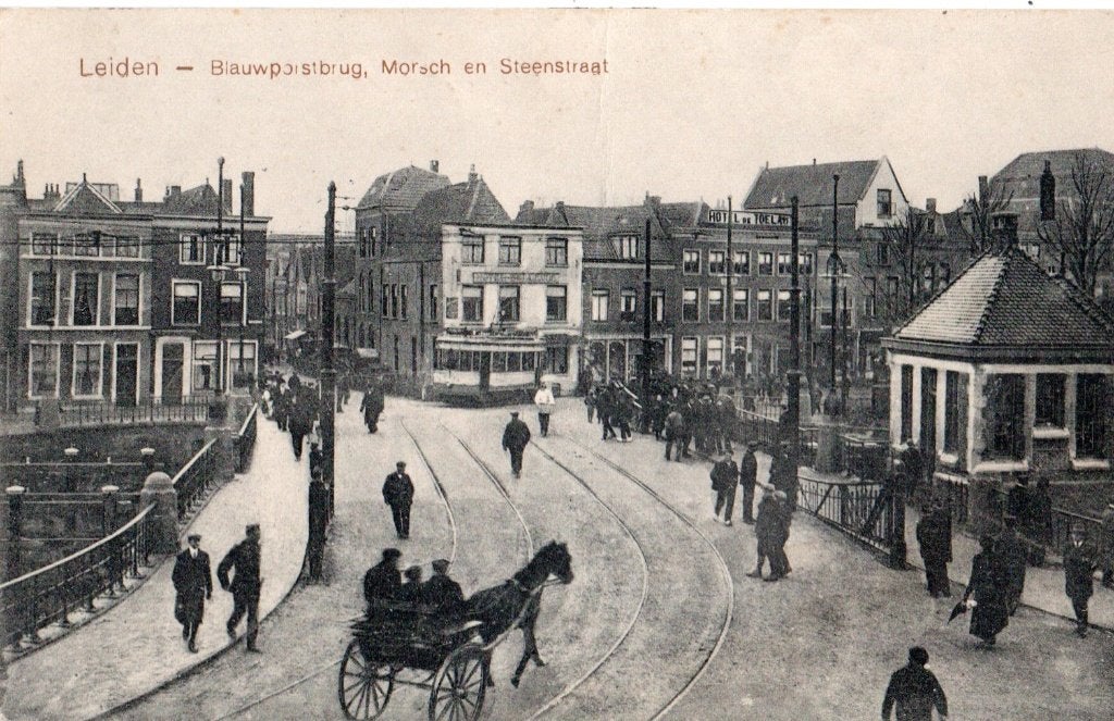 Leiden, Blauwpoortsbrug met Tram. 6482, Verzenden, Voor 1920, Gelopen, Zuid-Holland