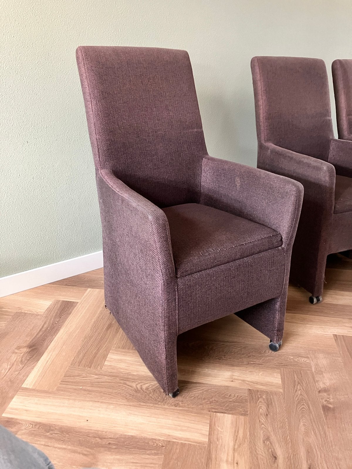 Set van 4 comfortabele eetkamerstoelen met wieltjes, Ophalen, Gebruikt, Overige kleuren, Vier
