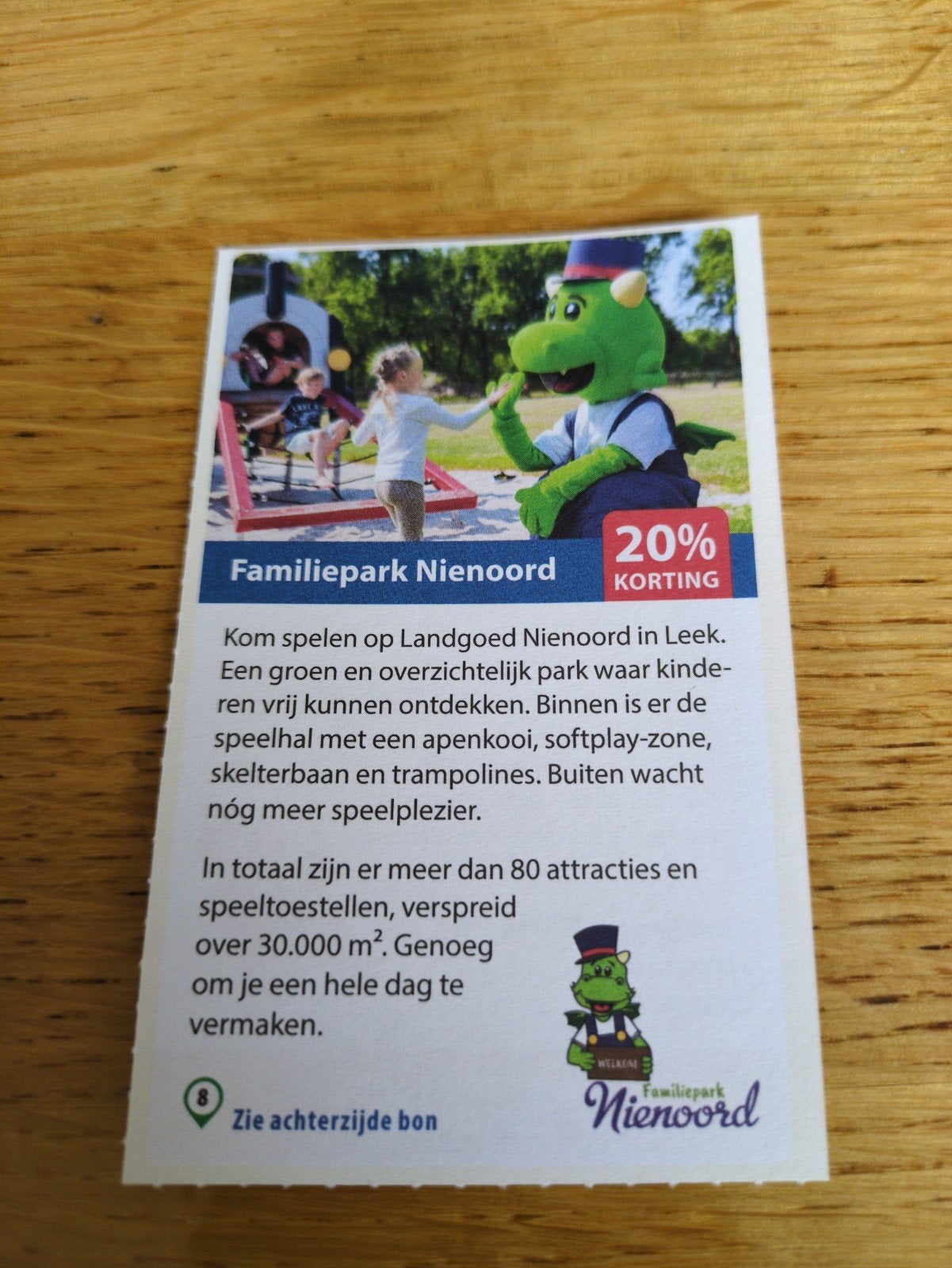 Kortingsbon voor Familiepark Nienoord, 20 % korting, Drie personen of meer, Kortingskaart