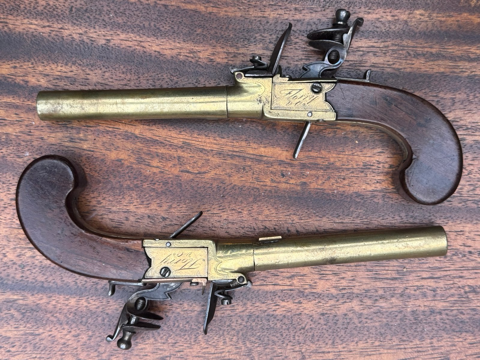 Antiek koppel vuurseen pistolen Florry & Co Engeland pistol, Ophalen of Verzenden