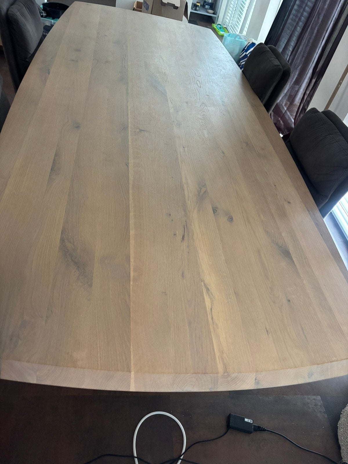 Eiken eettafel 240 lang met zware poot, Huis en Inrichting, Ophalen, 200 cm of meer, 50 tot 100 cm, Zo goed als nieuw