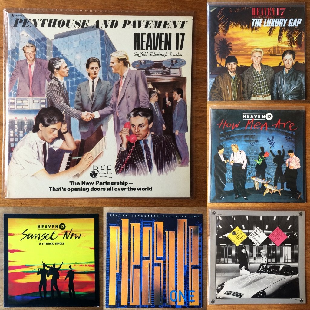 4 Heaven 17 LP's & 1 maxisingle 12 inch synthipop band '80, Overige formaten, 1980 - 1989, Zo goed als nieuw, Inclusief binnenhoes