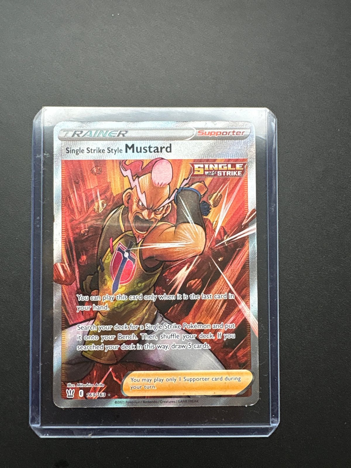 Pokémon TCG: Single Strike Style Mustard Full Art Trainer, Verzenden, Zo goed als nieuw, Losse kaart