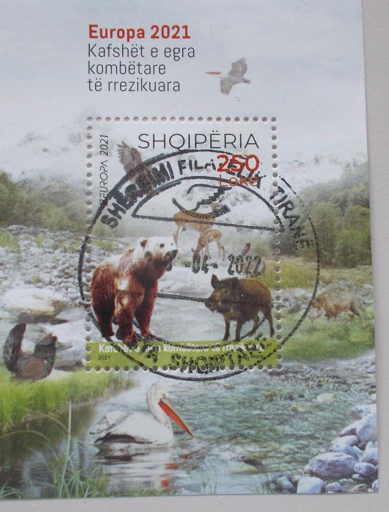 Albanie-Albania 2021 cept mich block 209 cancelled, Ophalen of Verzenden, Overige landen, Gestempeld