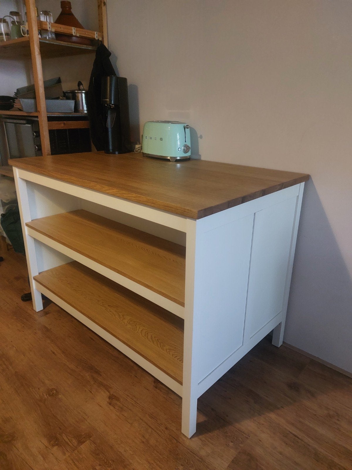 IKEA TORNVIKEN Keukeneiland - Wit met eiken blad ZGAN, Huis en Inrichting, Ophalen, Overige typen, Hout, IKEA