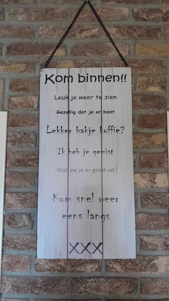 Leuk metaal welkomstbord aan ketting, Ophalen