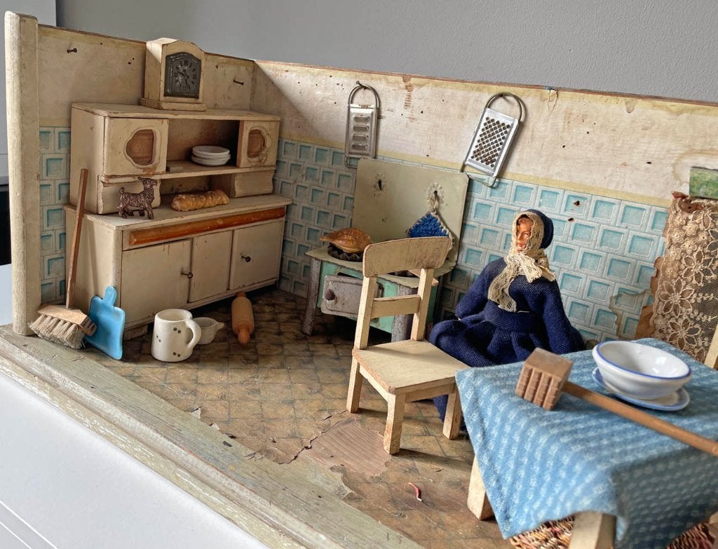 Oude Poppenkamer, Poppenkeuken met Interieur, Antiek en Kunst, Ophalen of Verzenden