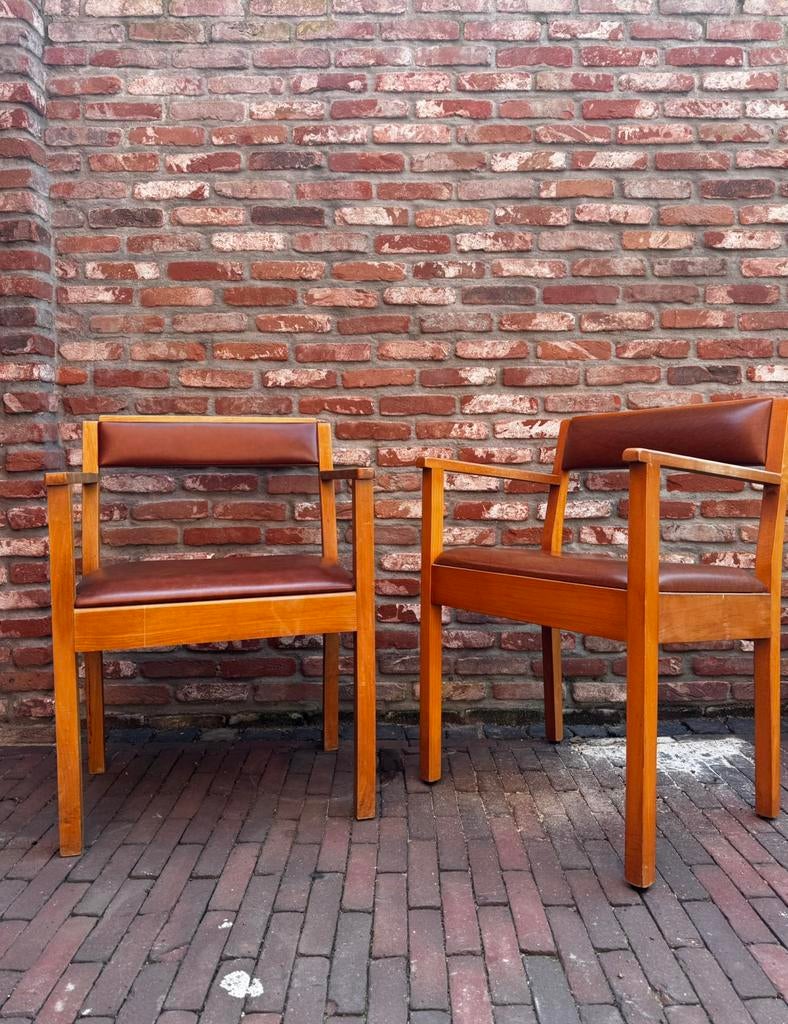 Set van 2 vintage Art Deco armstoelen – Haagse School stijl, Ophalen of Verzenden